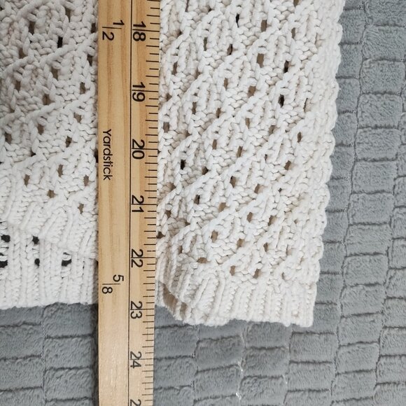 Liz Claiborne White Pointelle Crochet Cardigan-Sz S - Picture 7 of 7